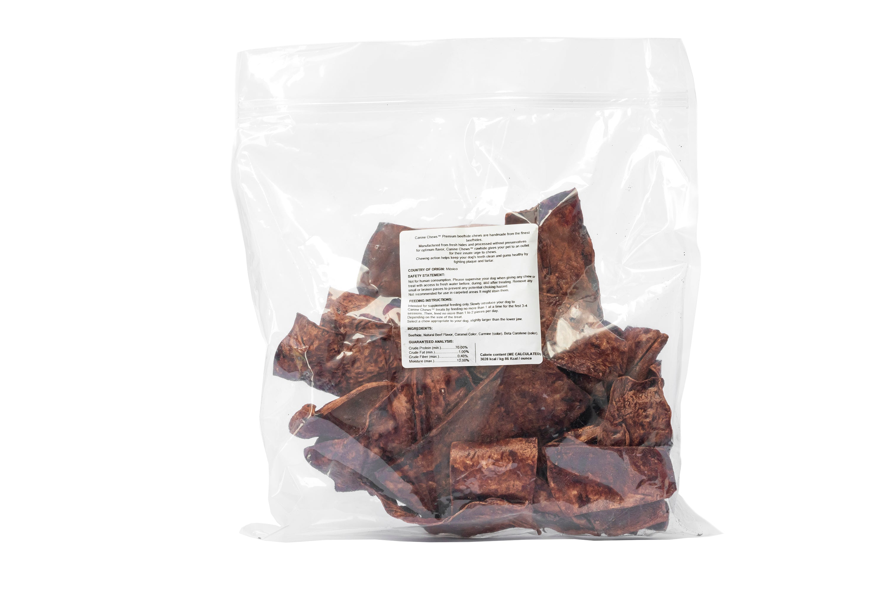 Canine Chews Beef Flavor Prime Cut Thick Chips for Aggressive Chewers Dog Chew Toy Beef Basted Rawhide Chip Slices 1 Pound