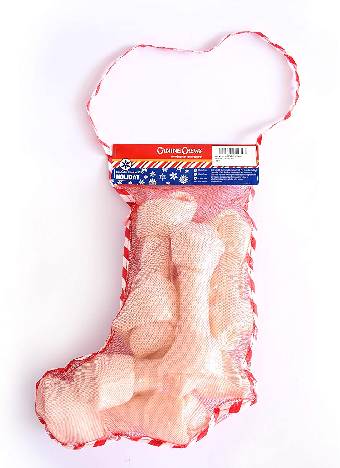 6-7" Holiday Dog Bone in Mesh Stocking 6pk